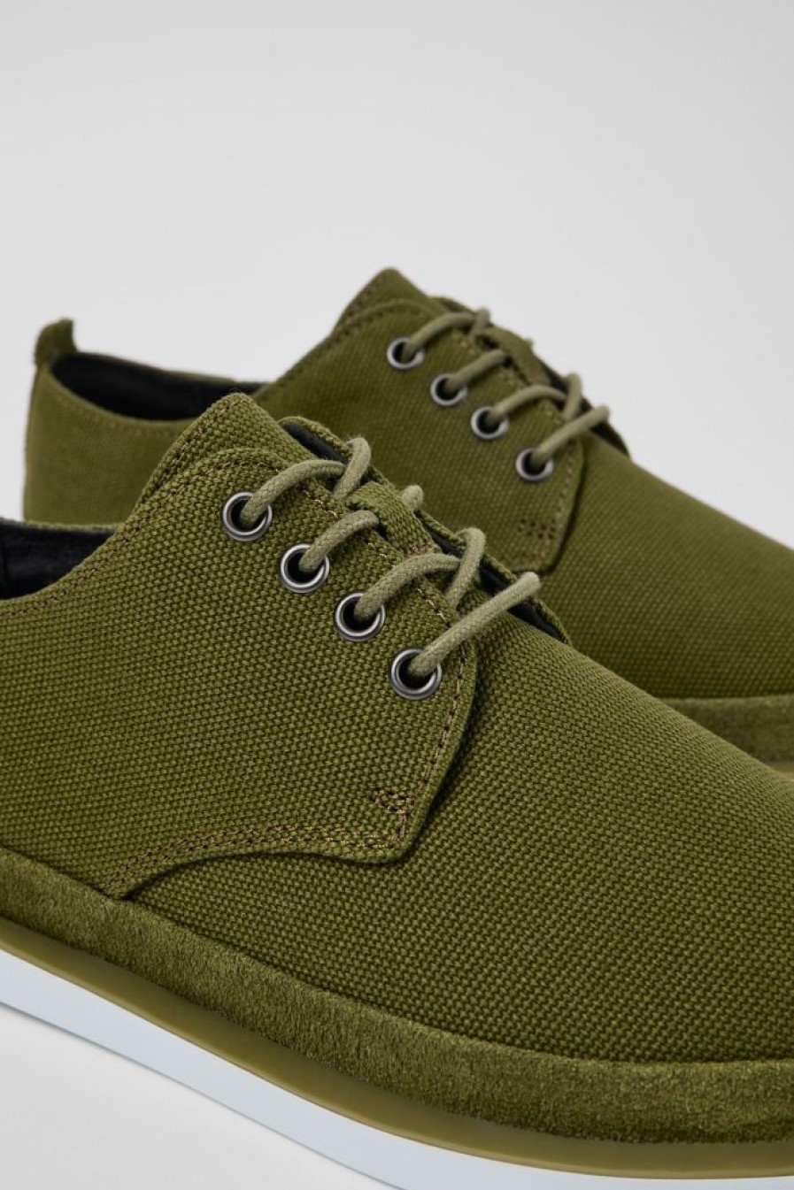 Camper Zapatos De Vestir | Zapato Blucher De Tejido/Nobuk Verde Para Hombre