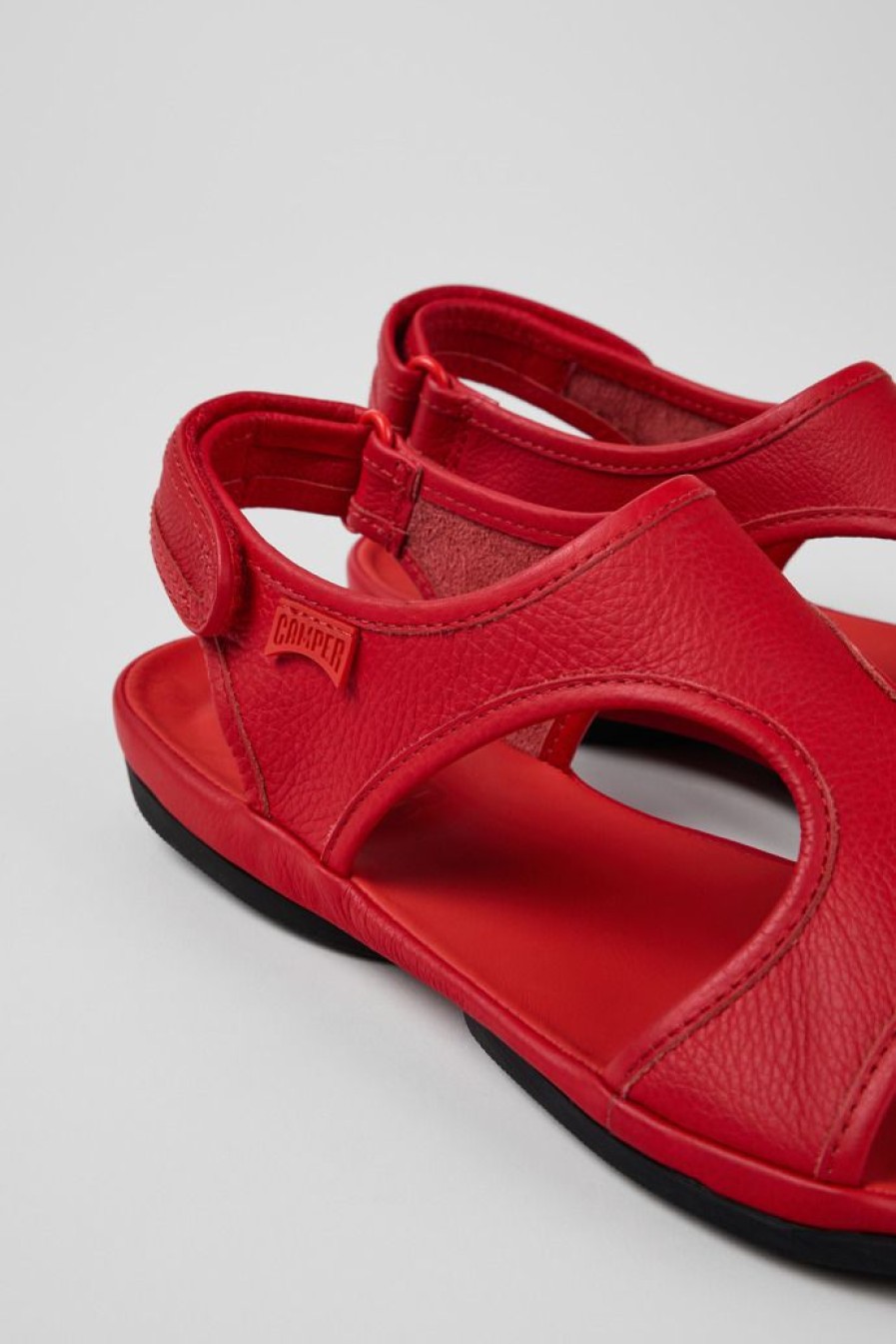 Camper Sandalias | Sandalia De Piel Roja Para Mujer
