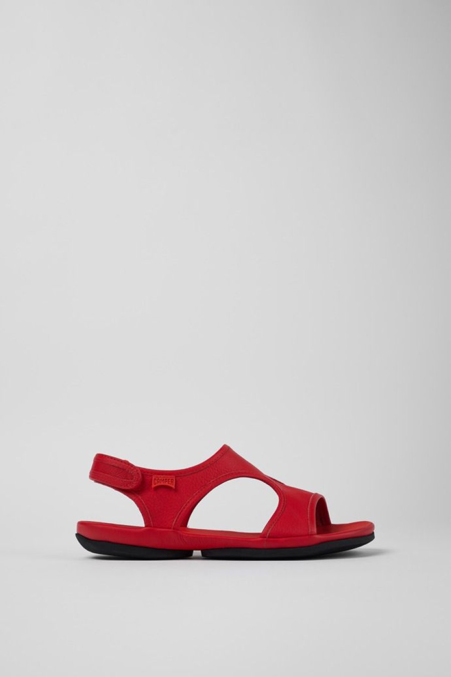 Camper Sandalias | Sandalia De Piel Roja Para Mujer