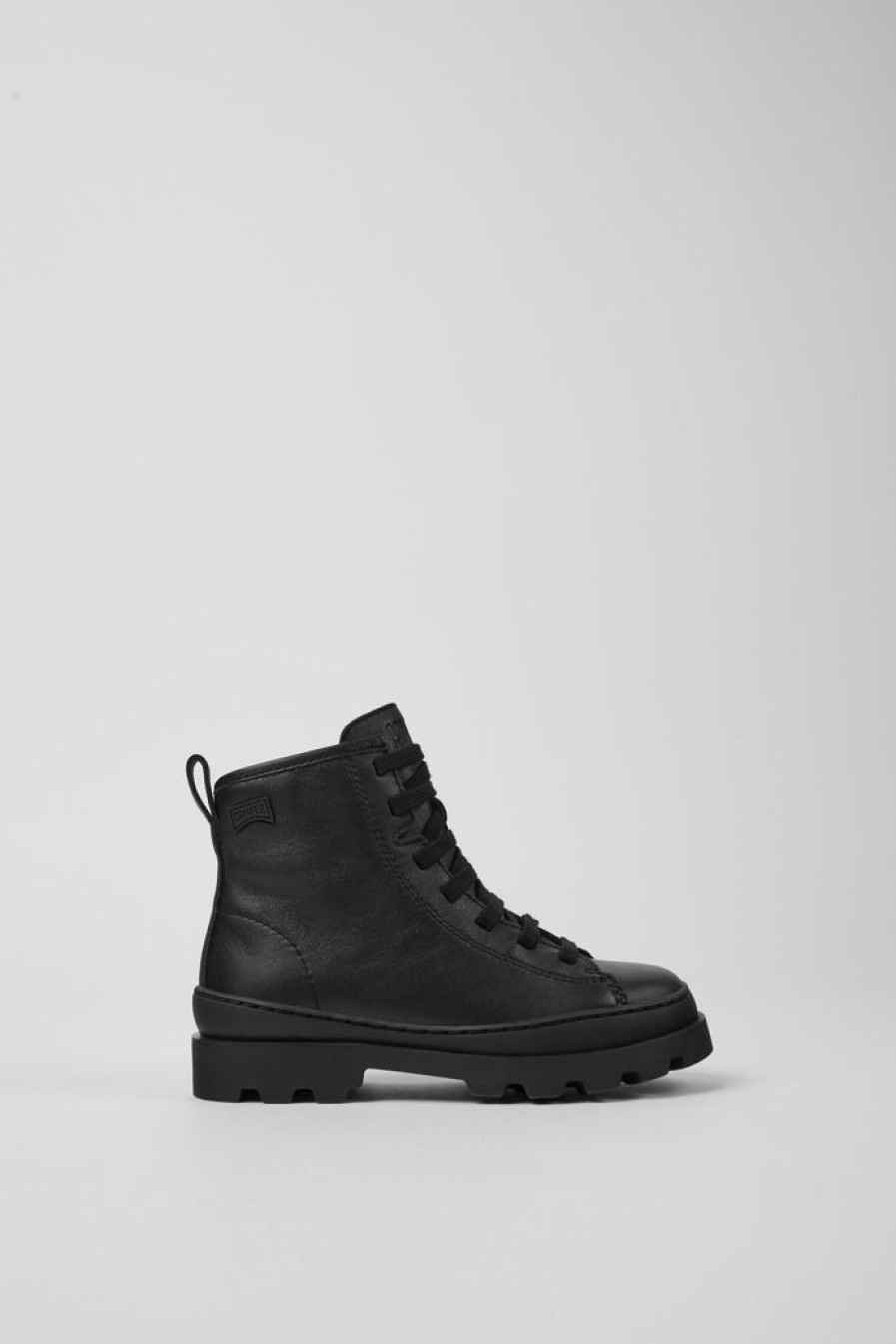 Camper Zapatos De Cordones | Botines Negros De Piel Para Ninos