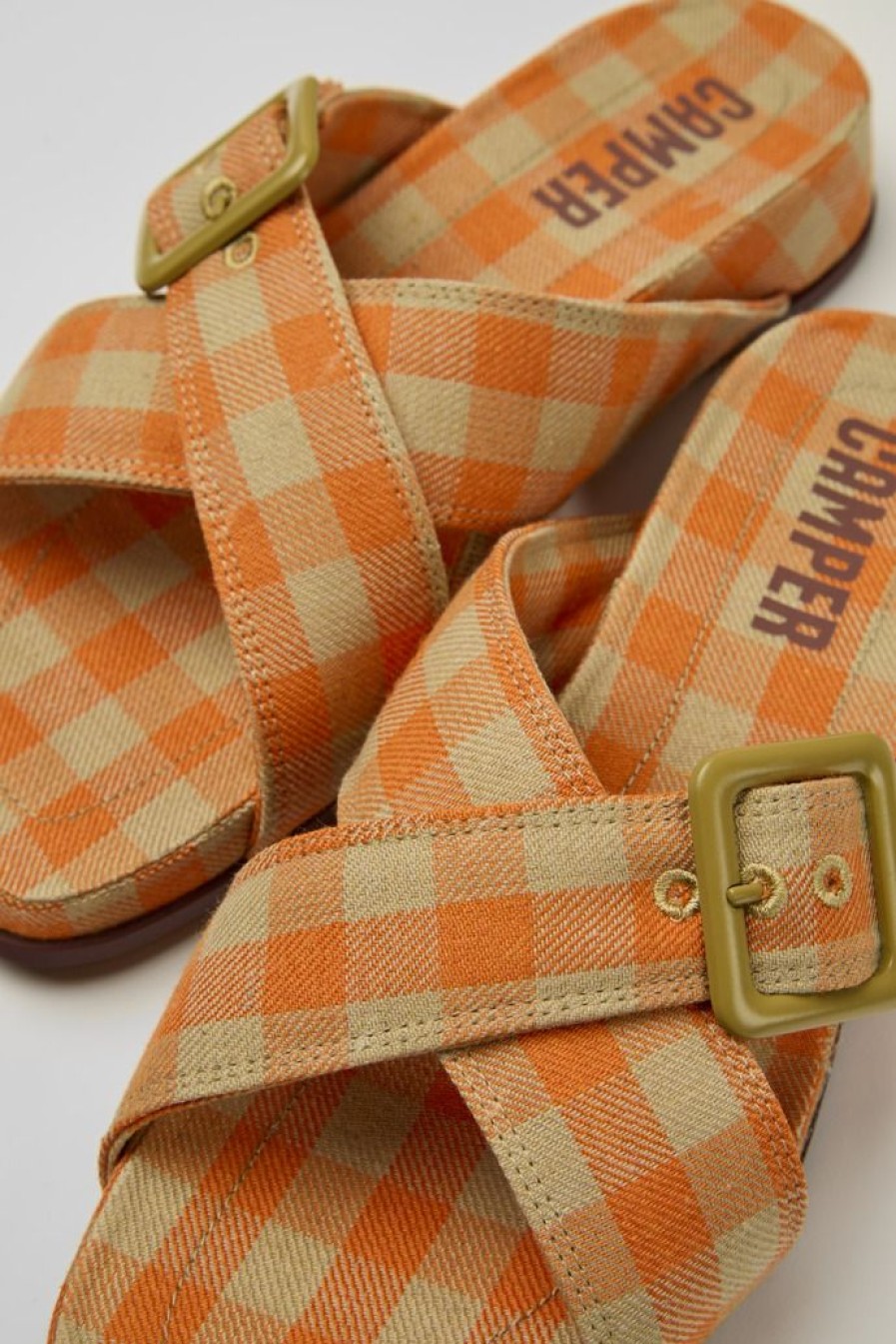 Camper Sandalias | Sandalias Naranjas Y Beige Para Mujer