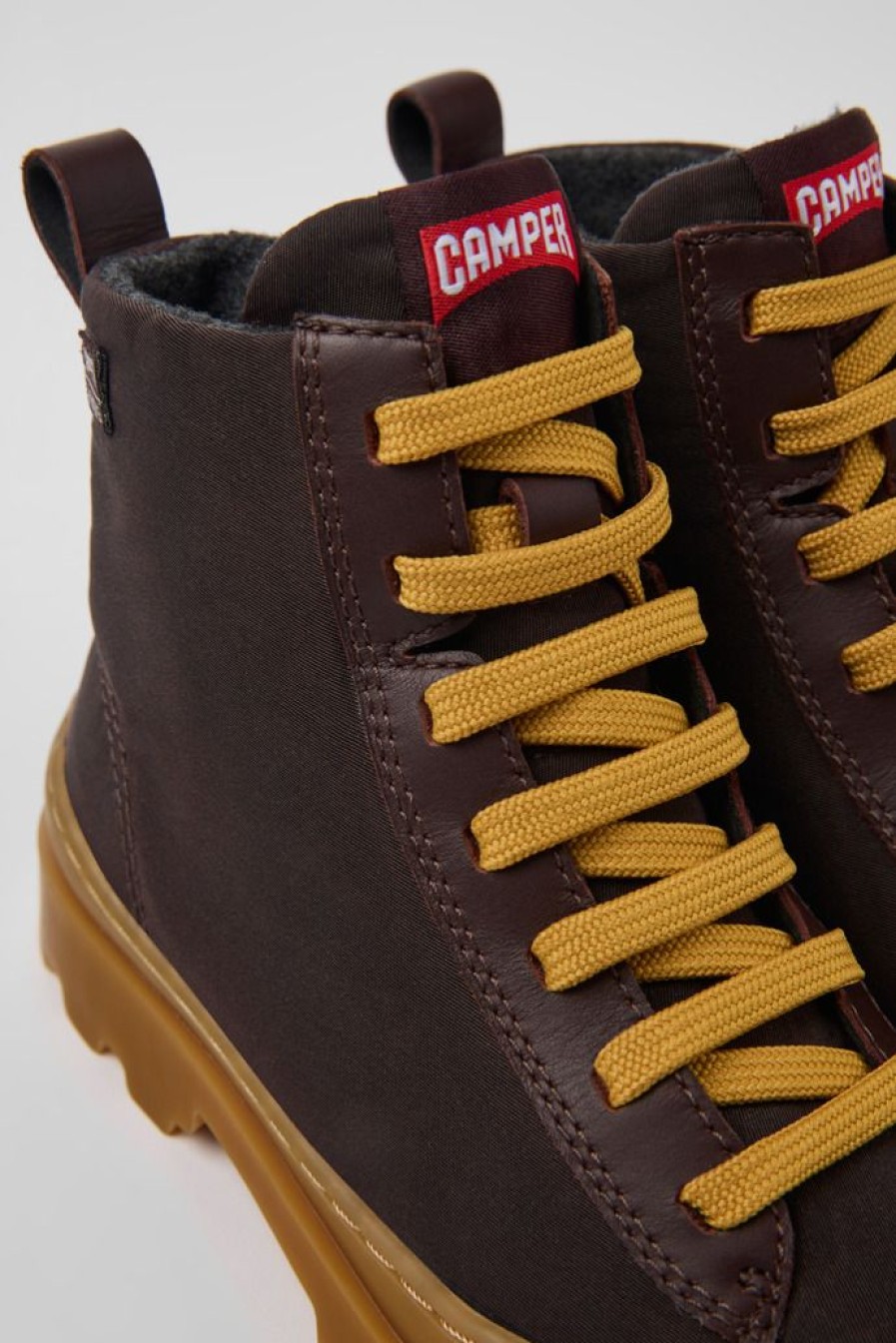 Camper Zapatos De Cordones | Botines Marrones De Tejido Y Piel Para Ninos