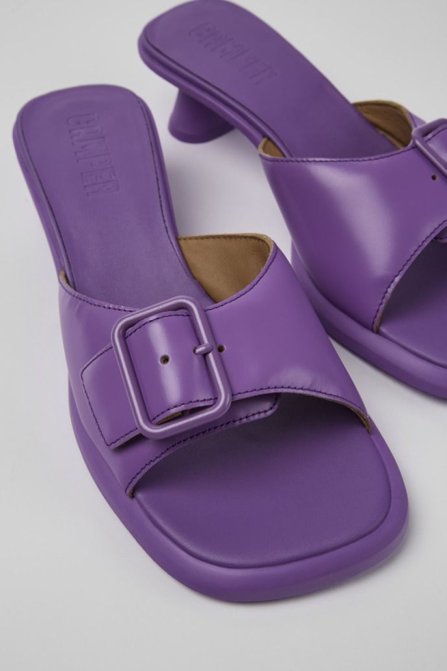 Camper Sandalias | Sandalia De Piel Violeta Para Mujer
