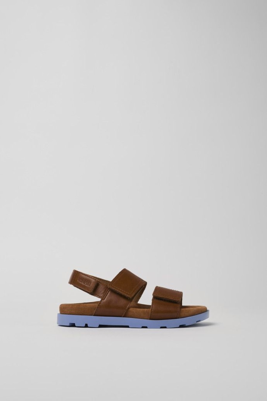 Camper Sandalias | Sandalia De Piel Marron Con Dos Tiras