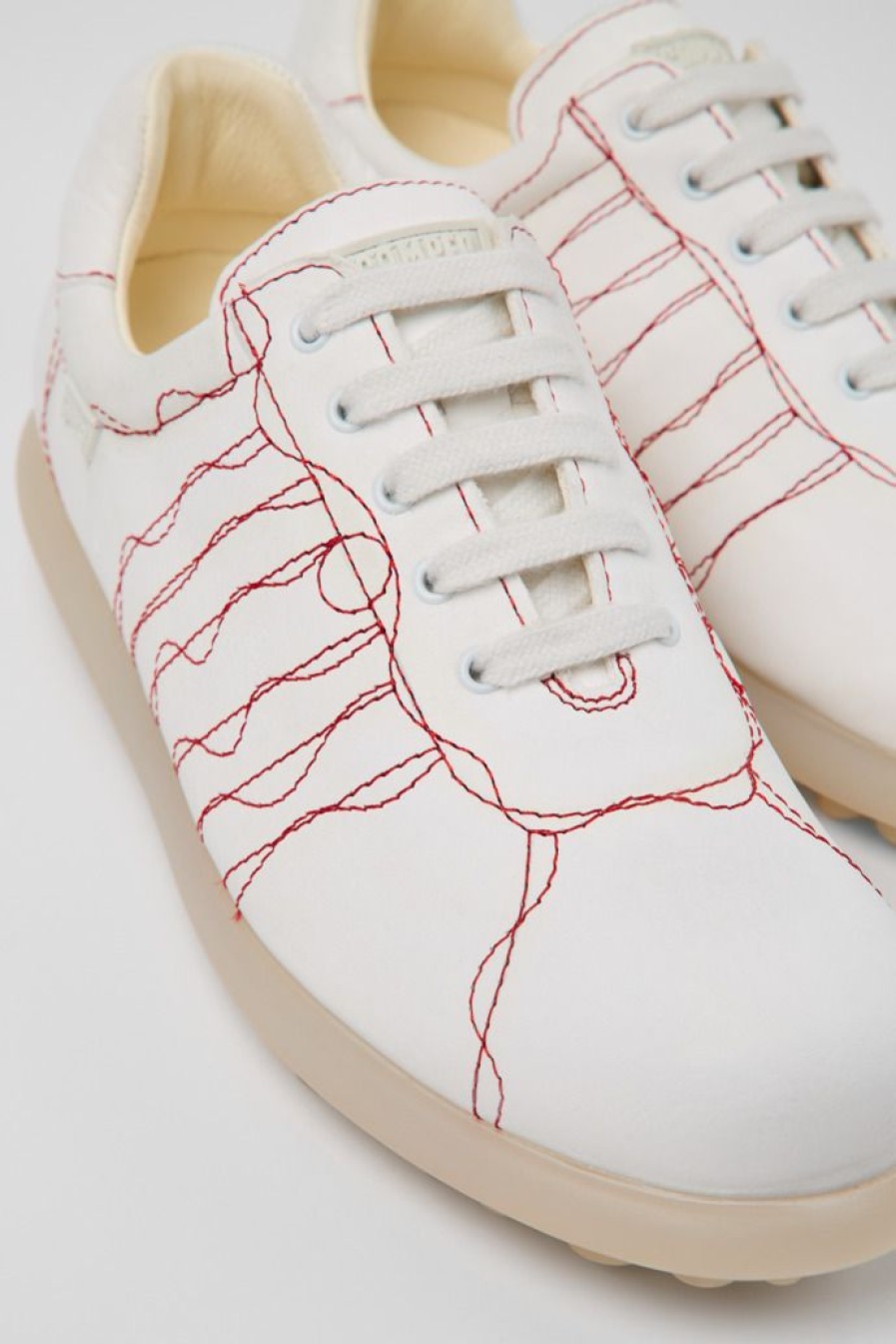 Camper Zapatillas | Zapato De Piel Blanco Para Mujer