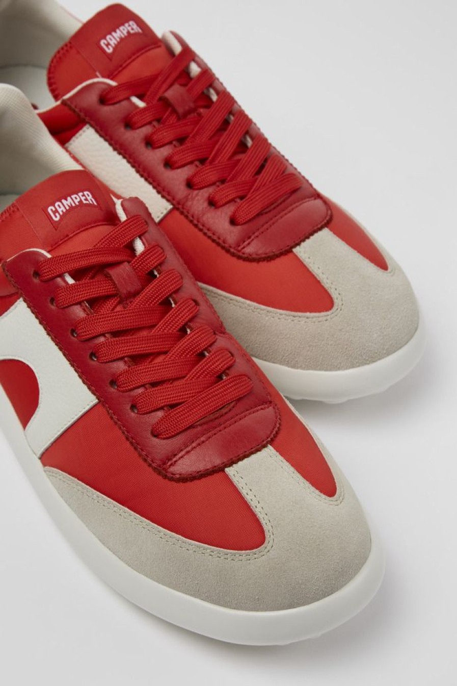 Camper Zapatillas | Sneaker De Tejido/Piel Roja Para Hombre