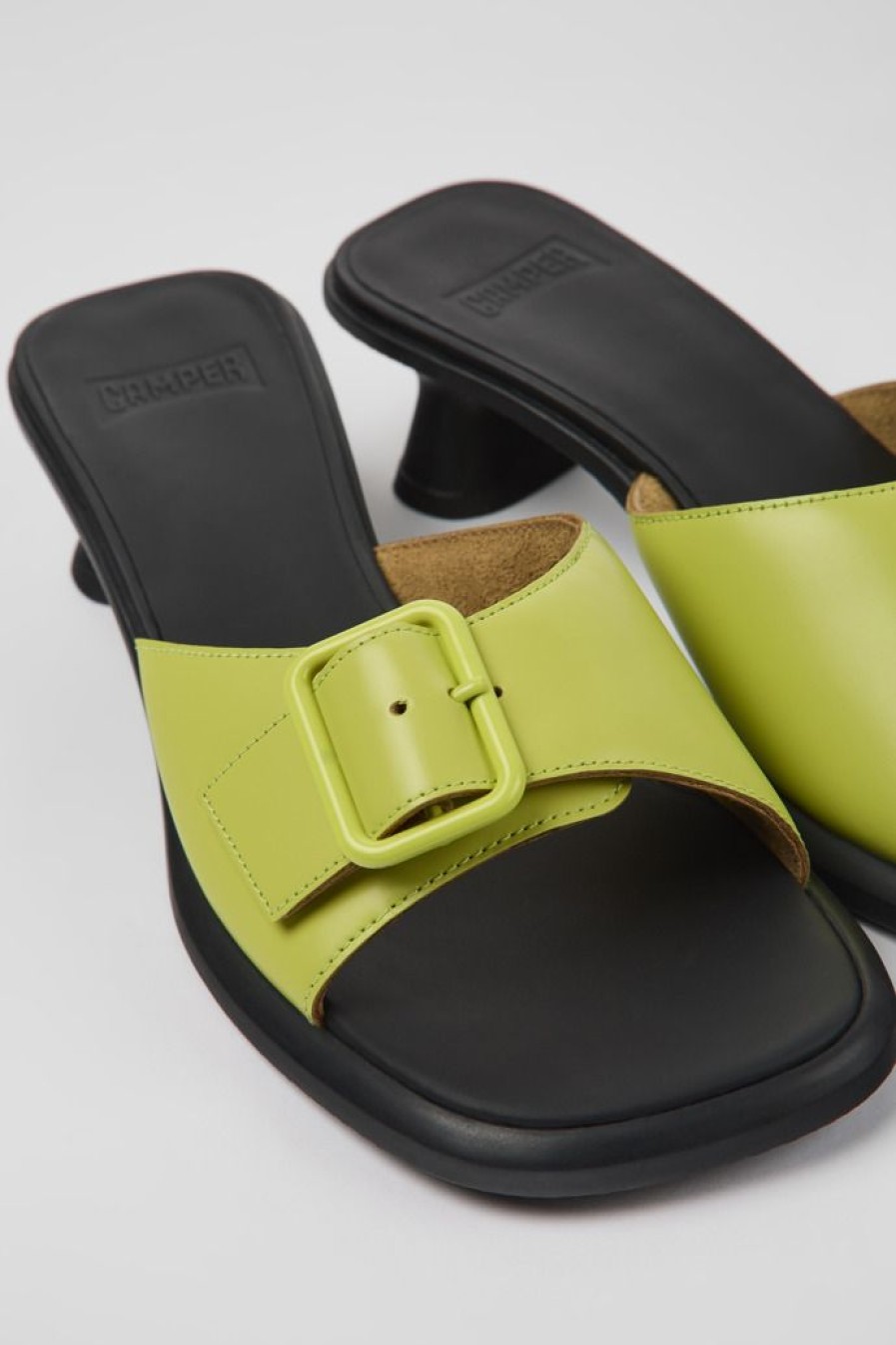 Camper Sandalias | Sandalias Verdes De Piel Para Mujer