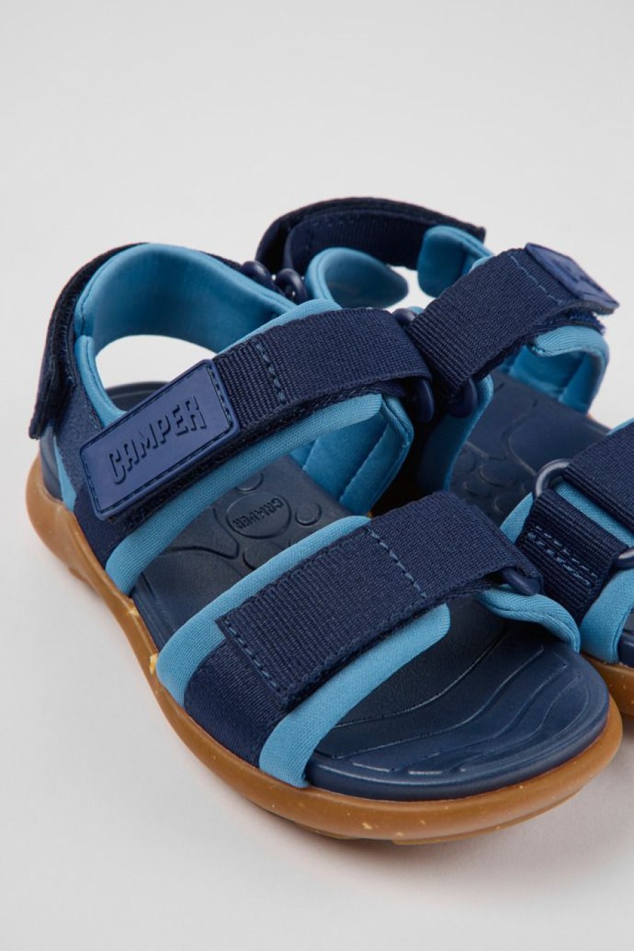 Camper Sandalias | Sandalias Azules De Tejido Para Ninos