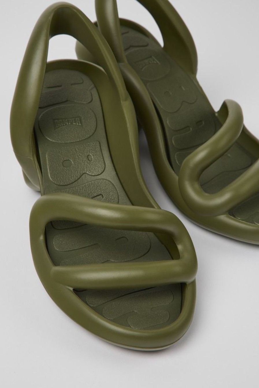 Camper Sandalias | Sandalia Uni De Tacon En Verde