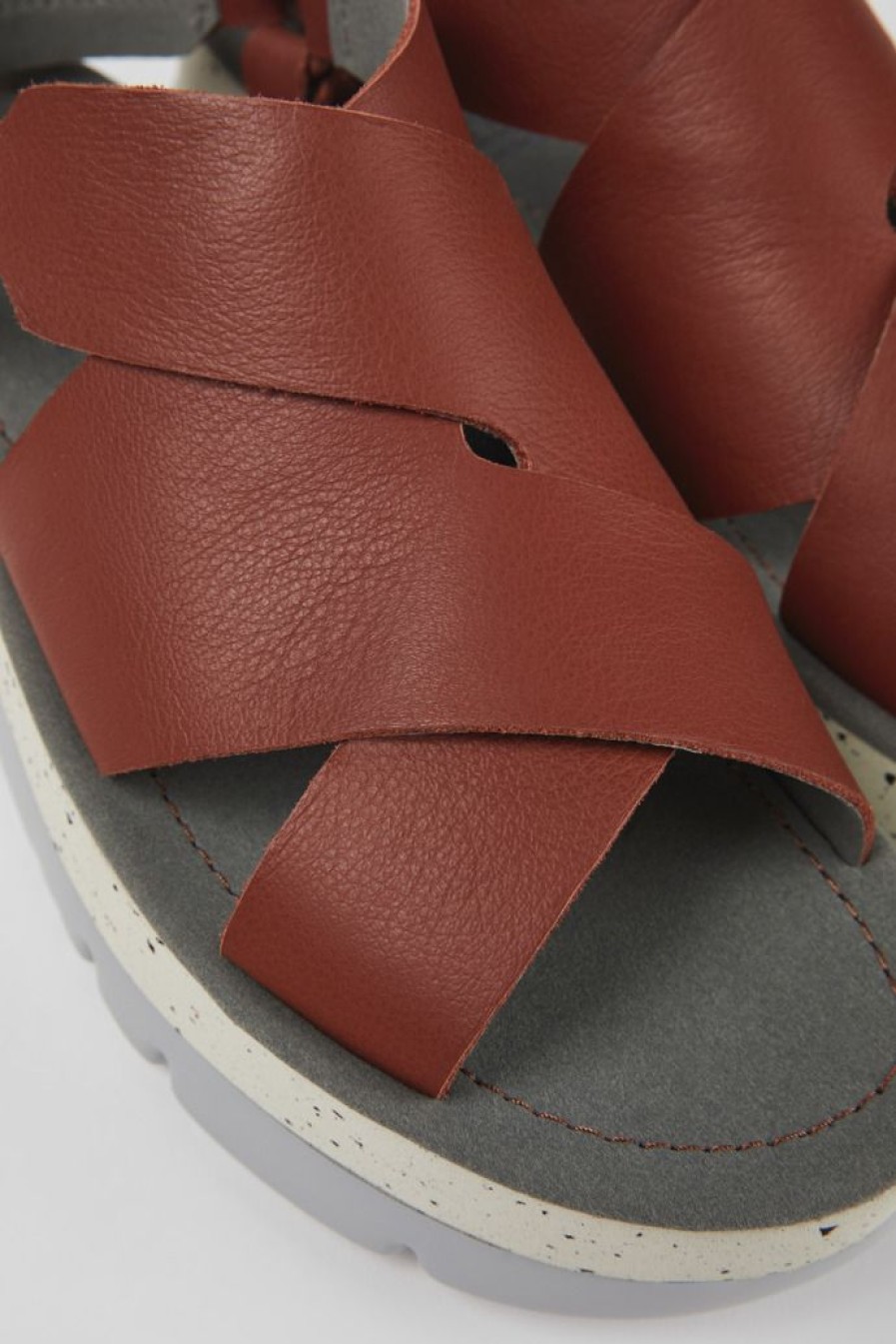 Camper Sandalias | Sandalia De Piel Roja Para Mujer