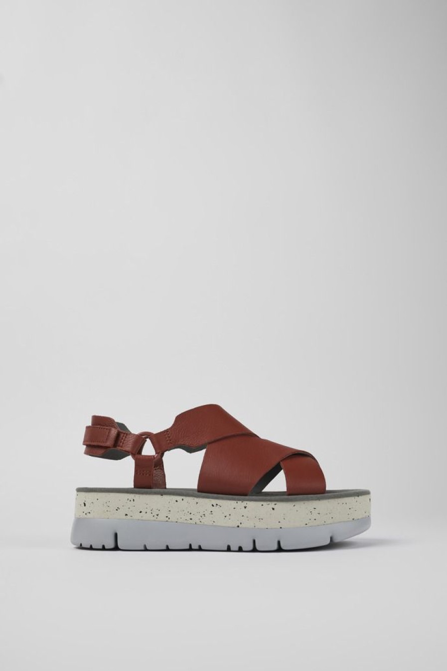 Camper Sandalias | Sandalia De Piel Roja Para Mujer