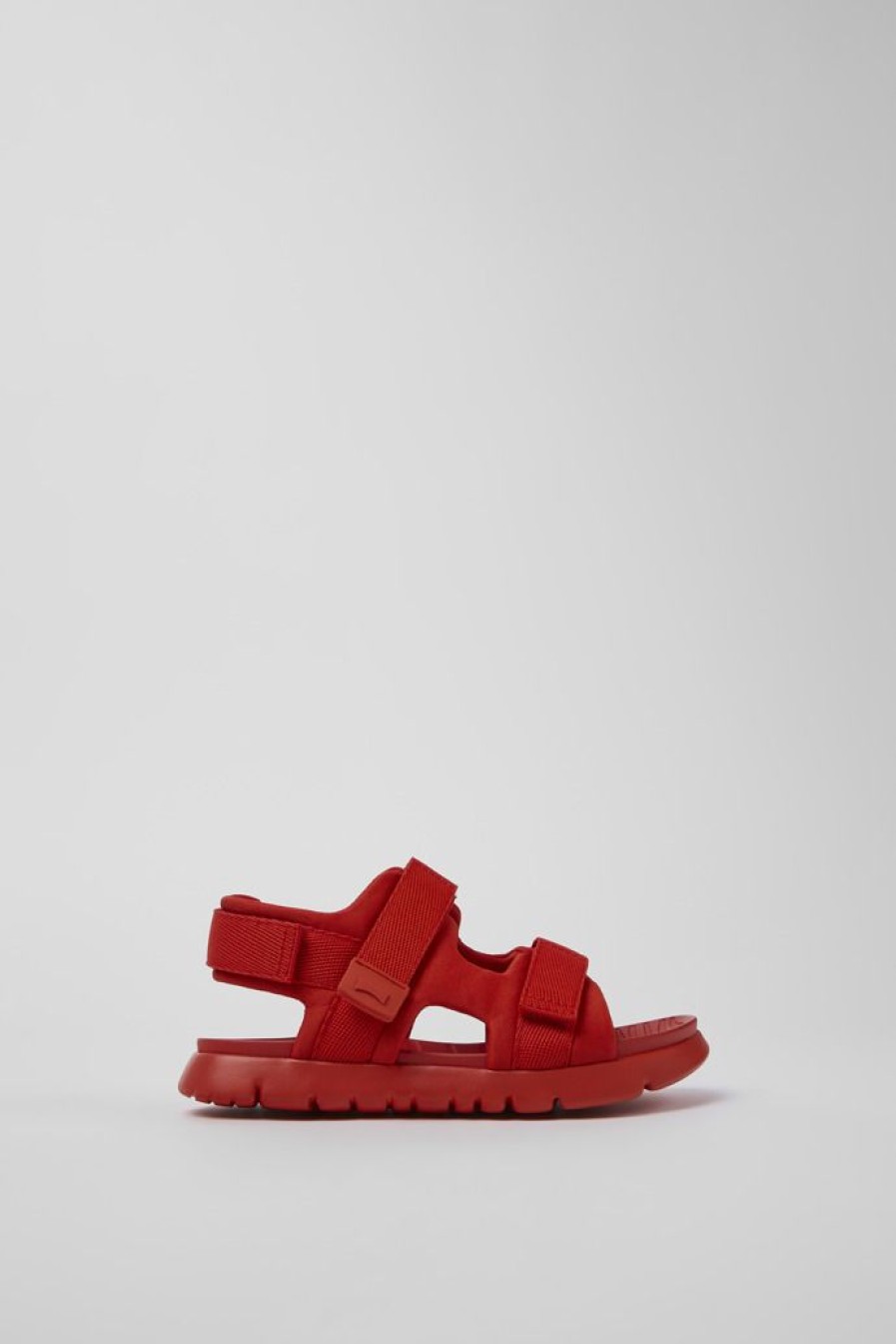 Camper Sandalias | Sandalia De Tejido Roja Con Dos Tiras