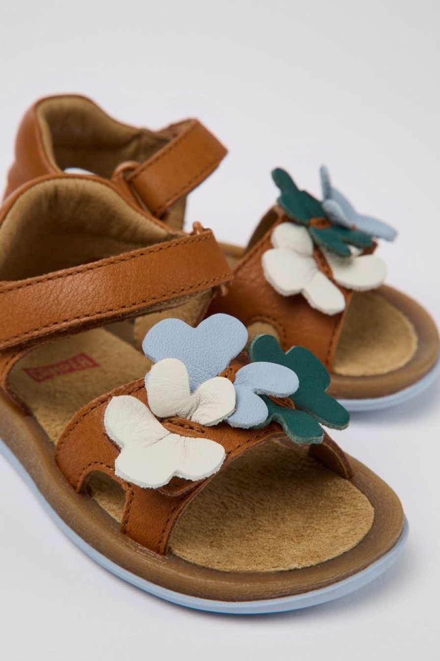 Camper Sandalias | Sandalias Marrones De Piel Para Ninos