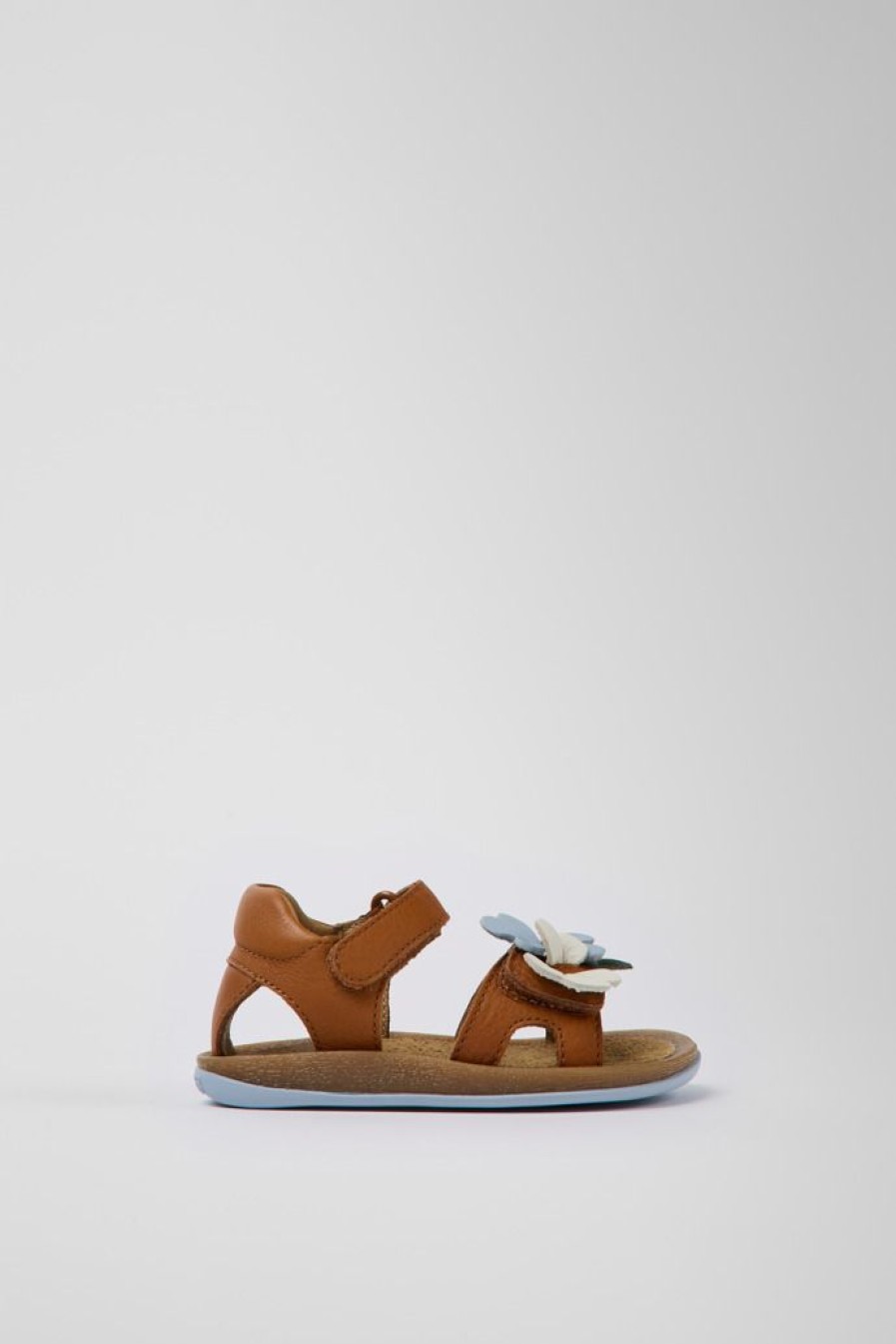 Camper Sandalias | Sandalias Marrones De Piel Para Ninos