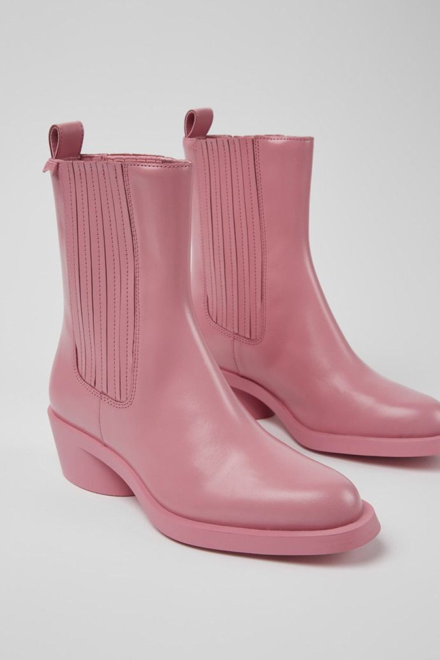 Camper Zapatos De Tacon | Botas Rosas De Piel Para Mujer