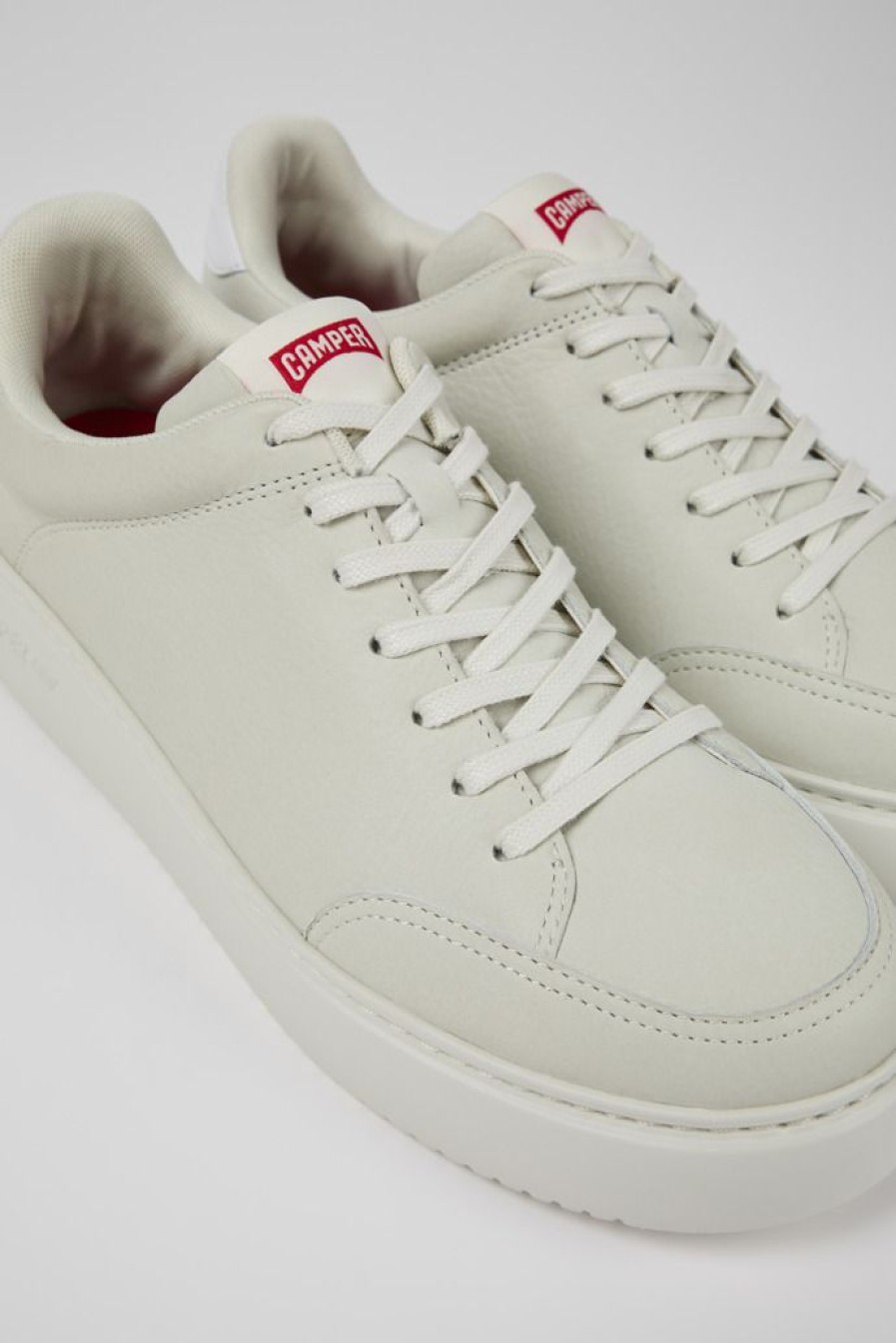 Camper Zapatillas | Sneakers Blancas De Piel Sin Tenir Para Hombre