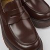 Camper Zapatos De Vestir | Mocasines Burdeos De Piel Para Mujer